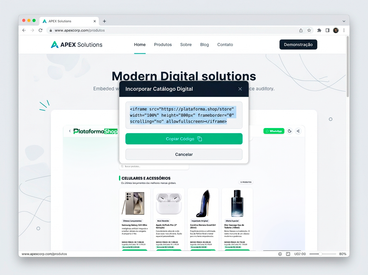 Incorpore no seu Site (iFrame) - Modo Claro